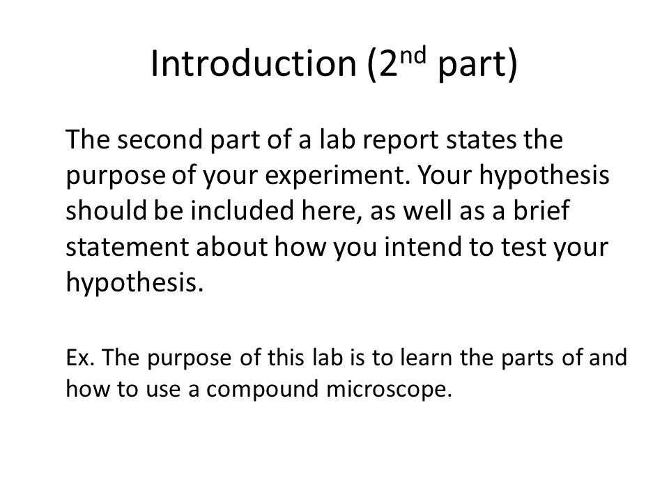 How to make a lab report introduction